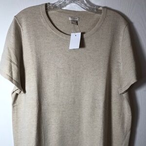 J Crew Merino Wool Blend, short sleeve sweater, XL, Natural color,NWT